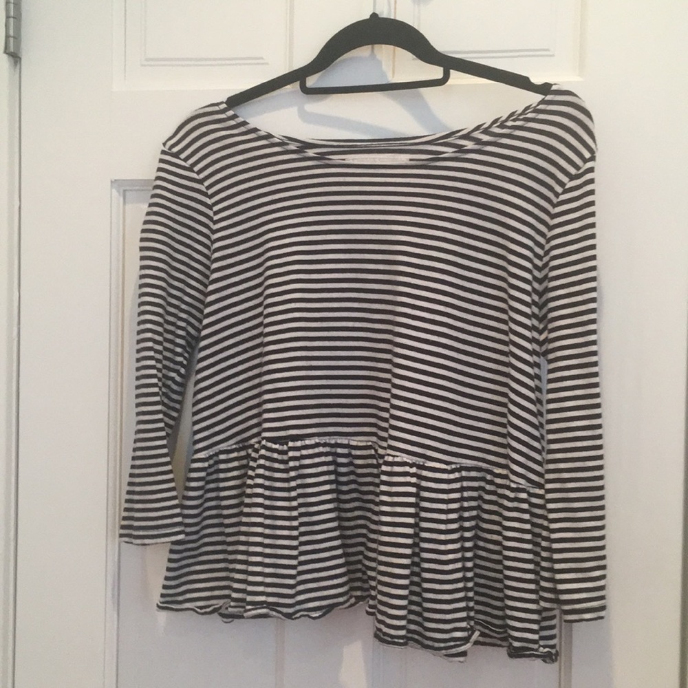 Gently used black/white striped shirt